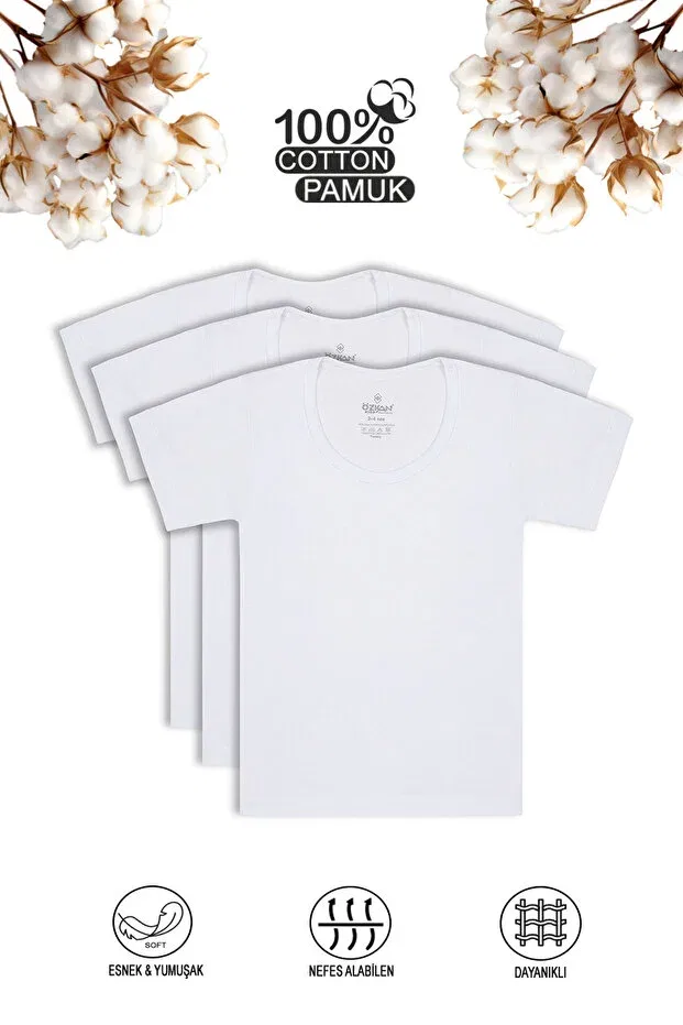 Детское для мальчиков хлопковое комплект маек Özkan Underwear, White