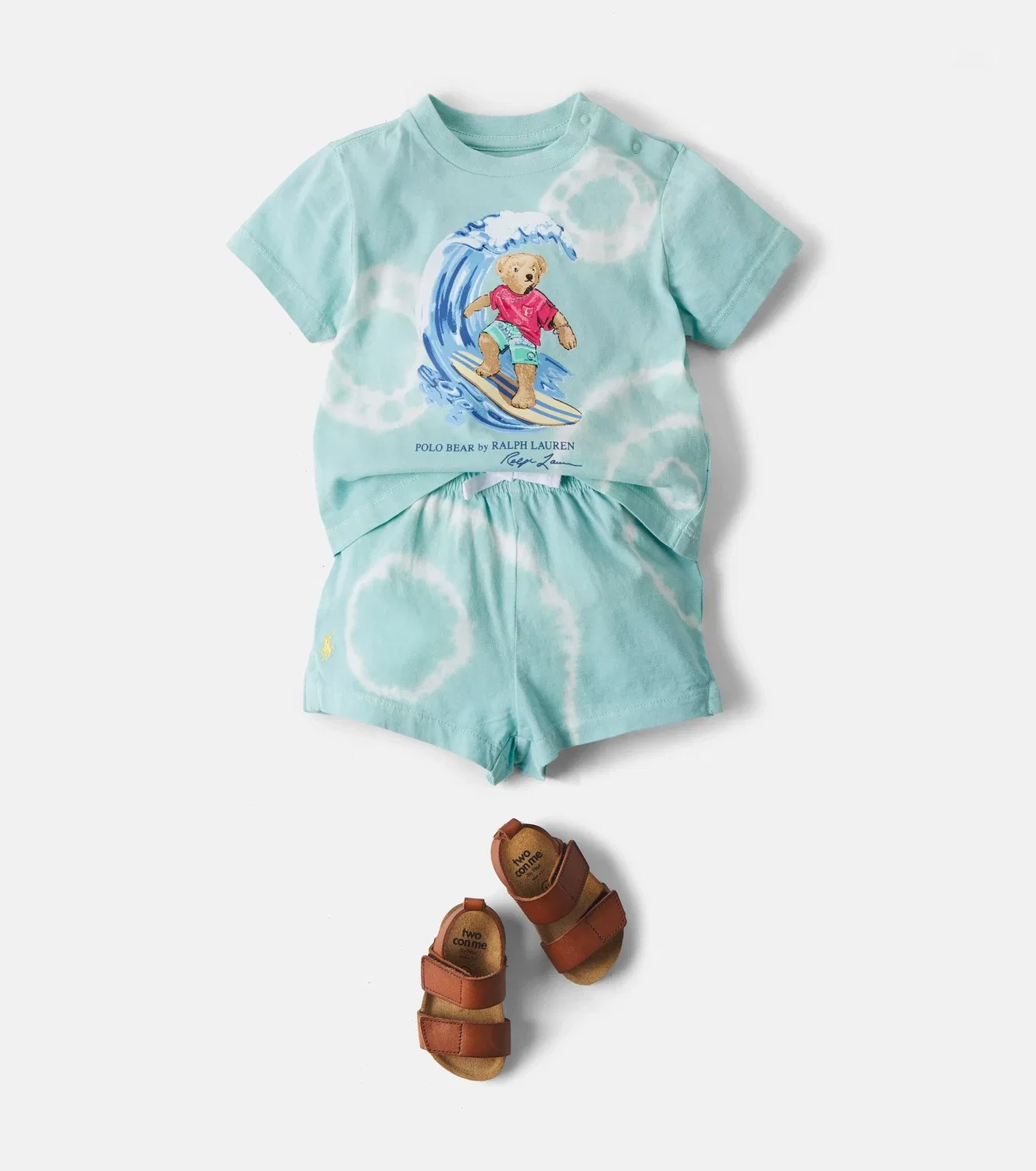 Комплект из футболки и шорт с медведем Polo Ralph Lauren Kids, синий — фото 2