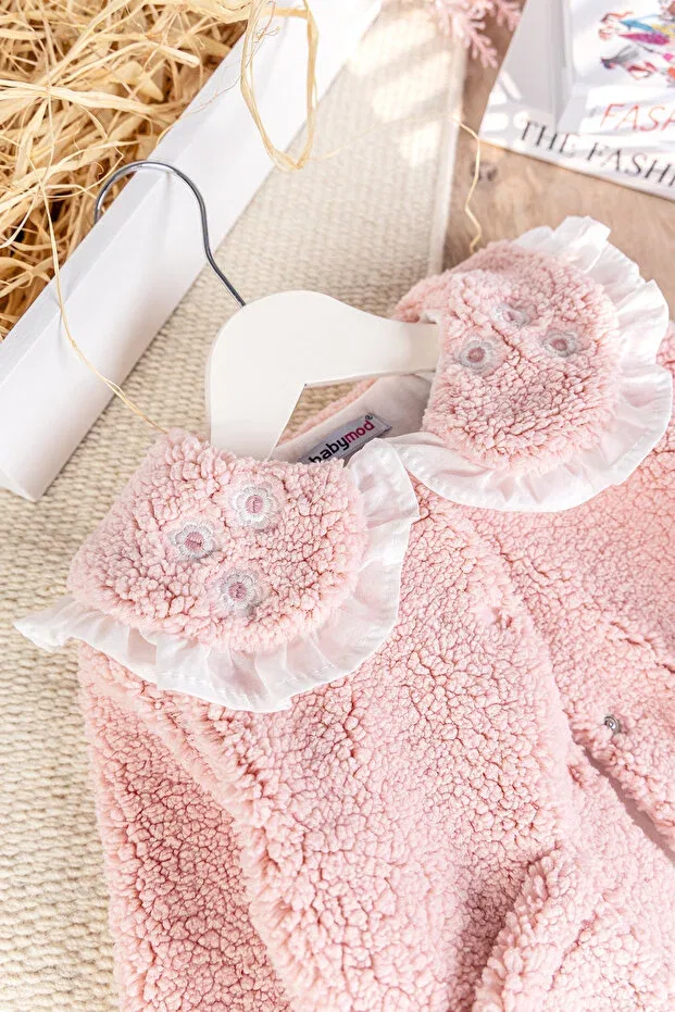 Детское пальто-кардиган для девочек на зиму Welsoft Babymod, Salmon — фото 3