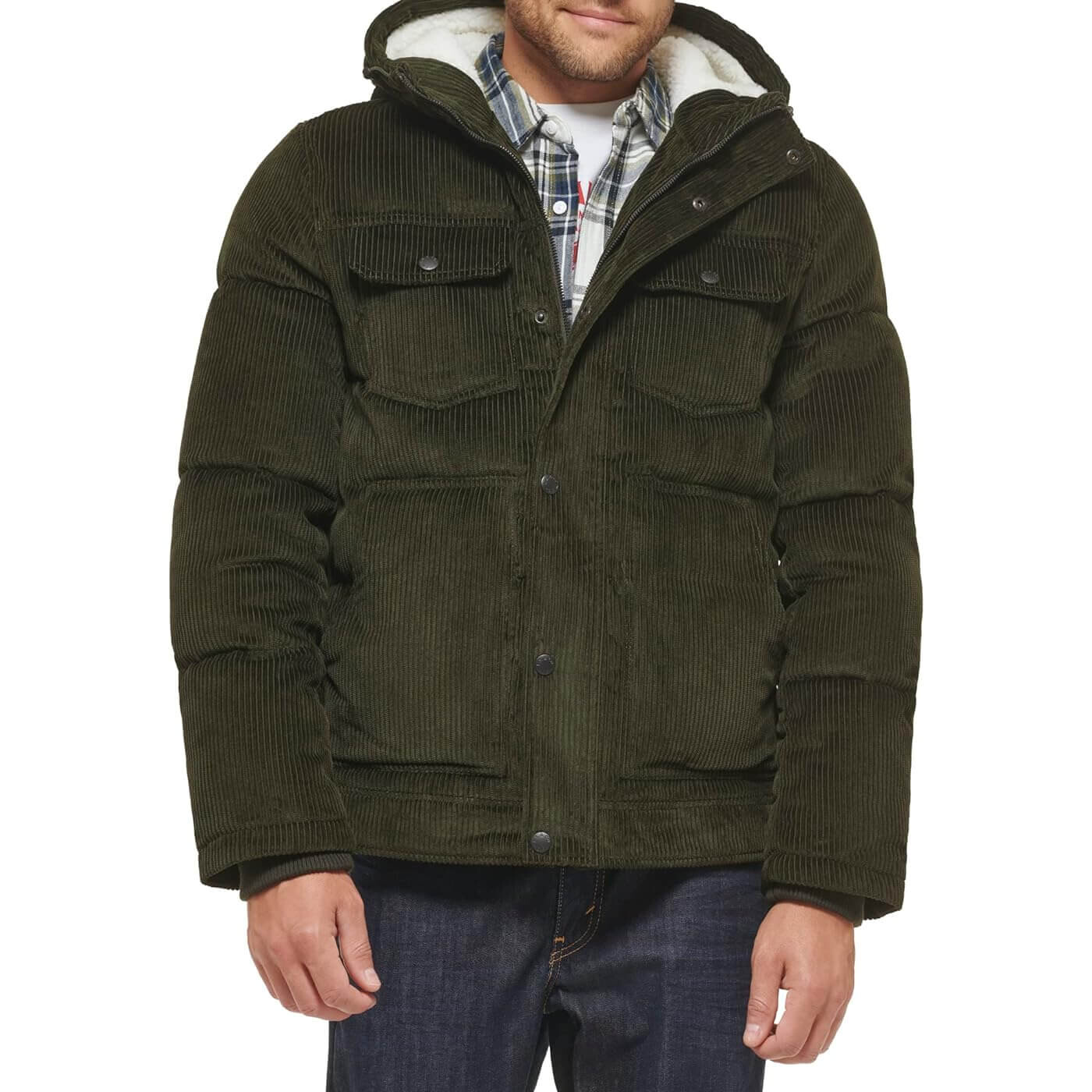 Мужская утепленная куртка с капюшоном Levi's Military Puffer, темно-зеленый — фото 2