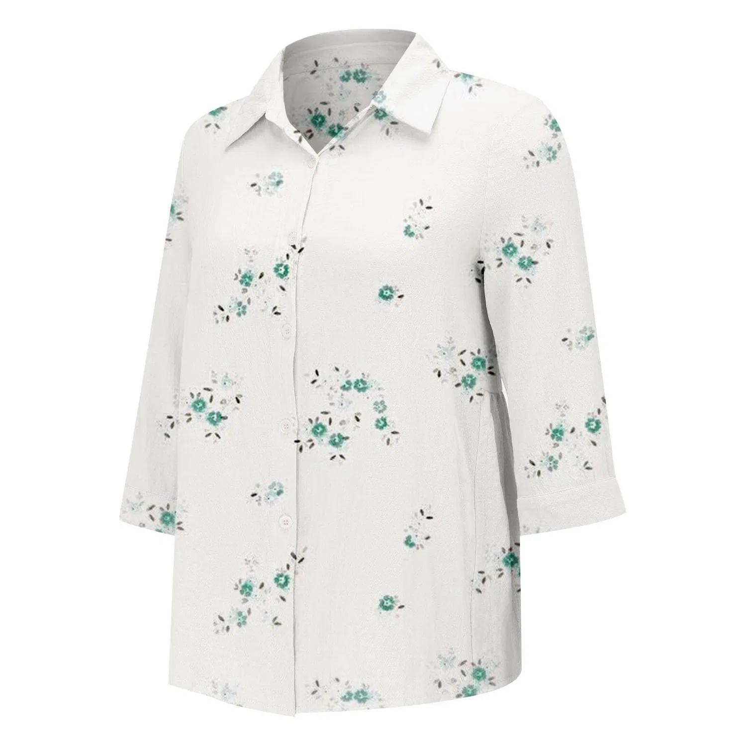 Женская блуза с V-образным вырезом, с принтом в горошек, Classic Polka Dot Collar, Floral-30 — фото 4