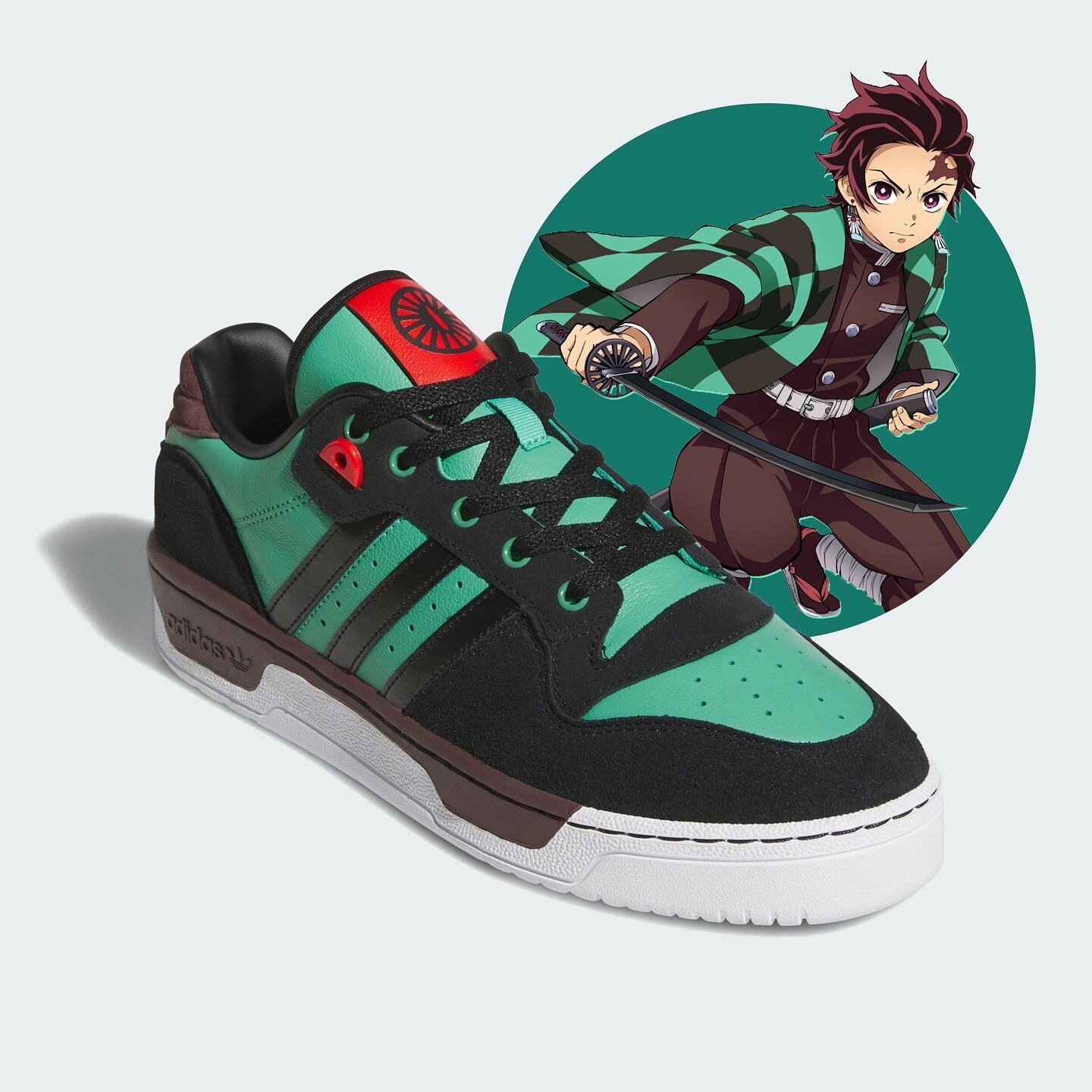 

Кроссовки Adidas Rivalry Low x Demon Slayer, Tanjiro, черный/зеленый