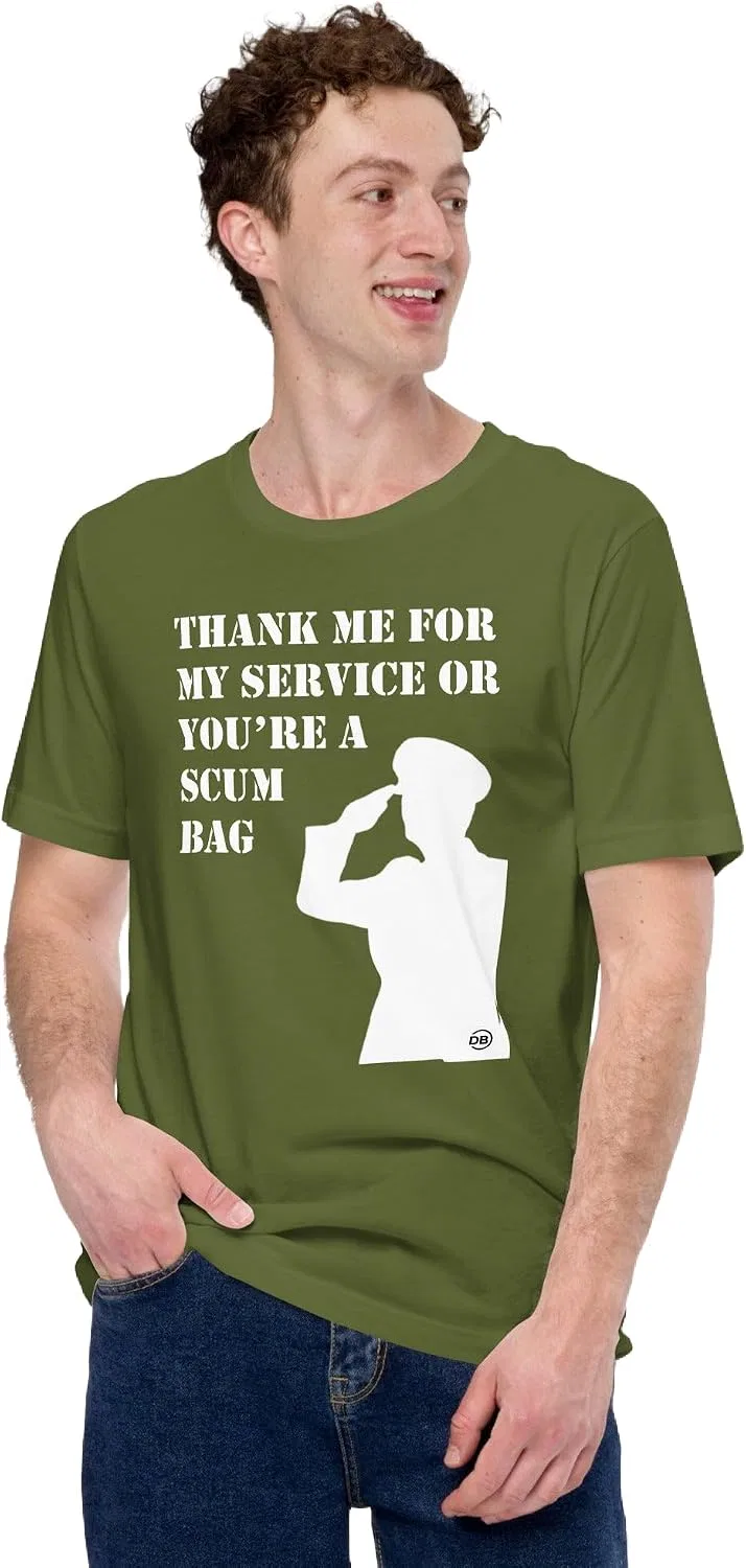 Женская футболка с принтом Thank Me for My Service, оливковый