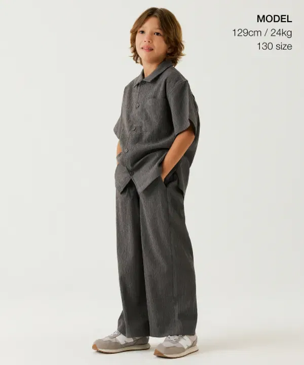 Широкие брюки со складками на поясе, Musinsa Standard Kids, хаки-серый — фото 2