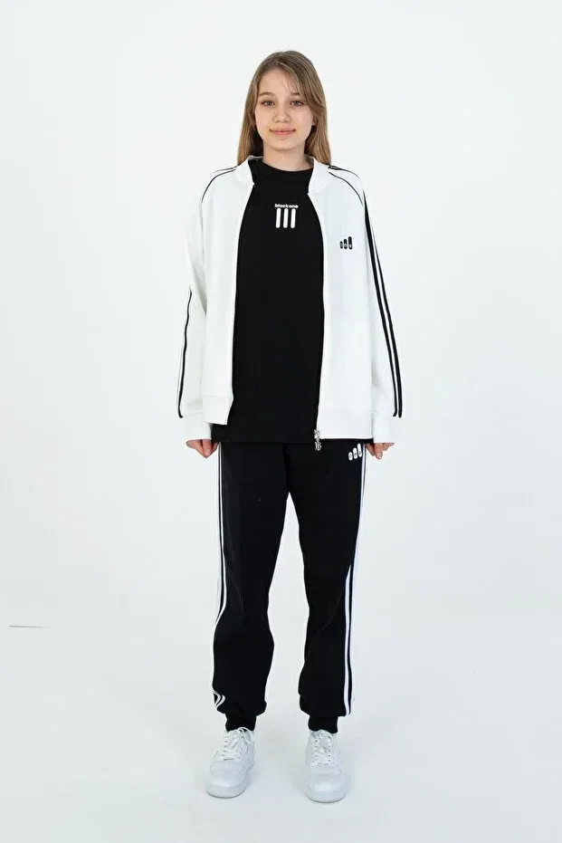 Детский комплект спортивных костюмов для мальчиков и девочек с длинным рукавом Black One, Ecru