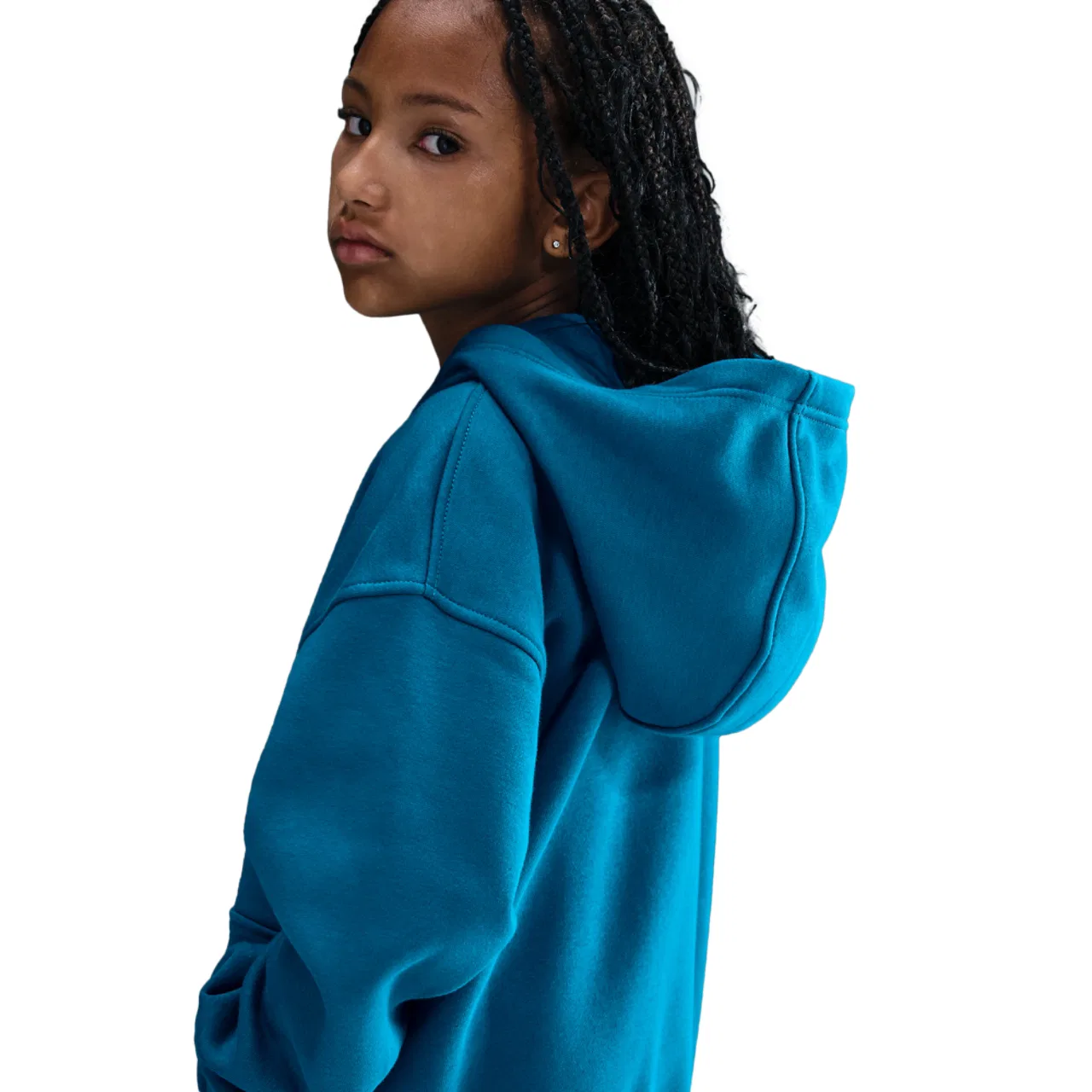 Толстовка для девочек Club Fleece Oversized Full-Zip Nike, цвет Green Abyss/White — фото 2
