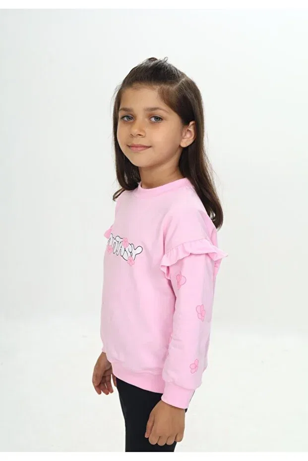 Детские свитшот для девочек с принтом Fantasy Floral Printed Toontoy, Light Pink — фото 2