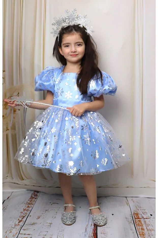 Детское платье для девочек с принтом Elsa Dress Gül Baby, Blue — фото 3