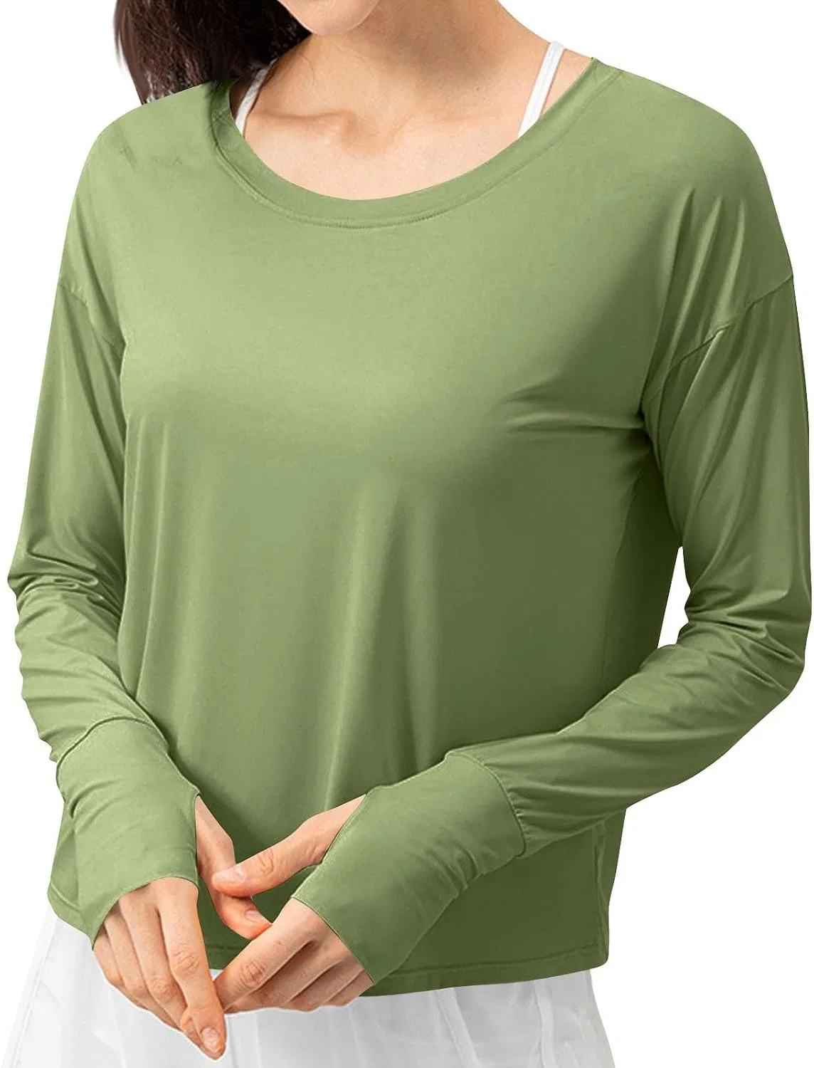 Женская рашгард с защитой UPF 50+ с длинным рукавом, Green