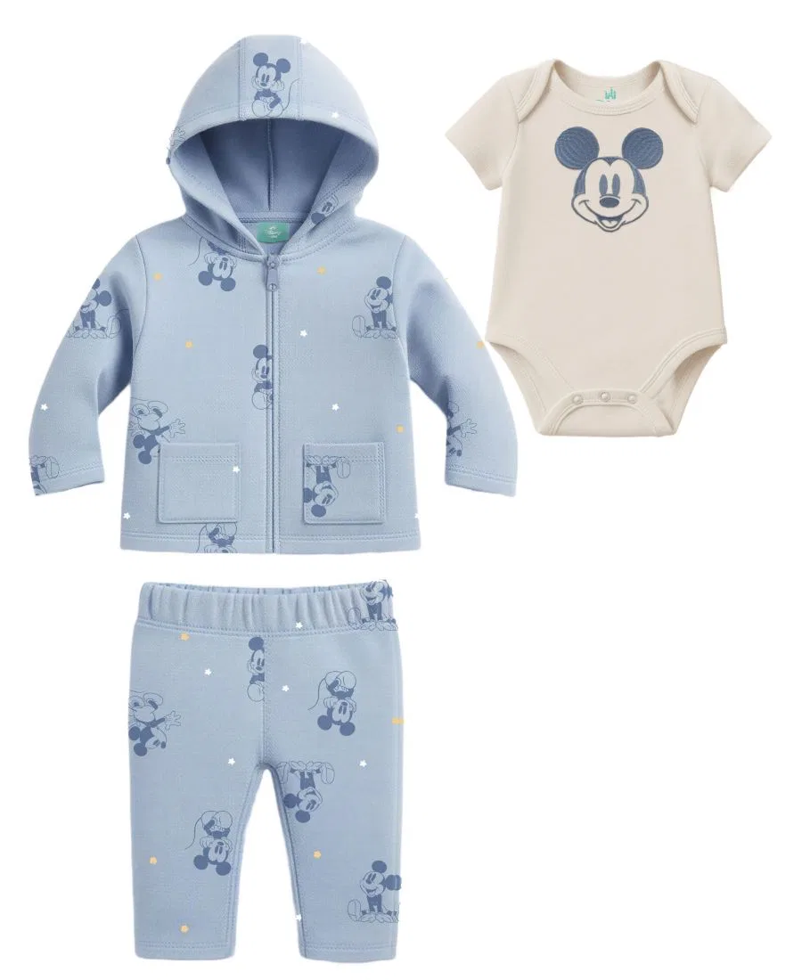 Комплект Mickey Mouse из 3 предметов: куртка, боди и штаны Disney, Blue — фото 2