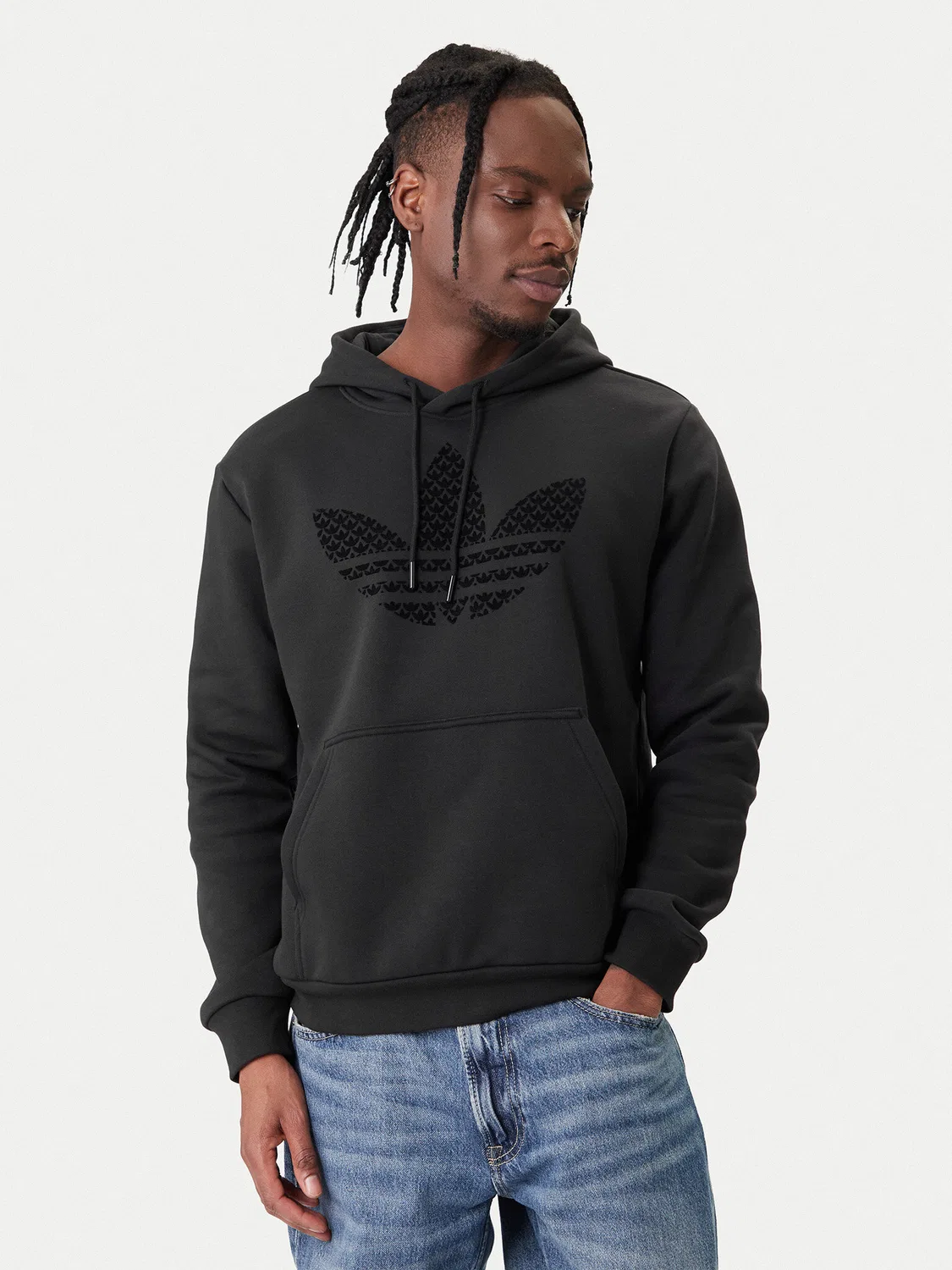 Мужская толстовка стандартного кроя Monogram Infill Adidas, черный