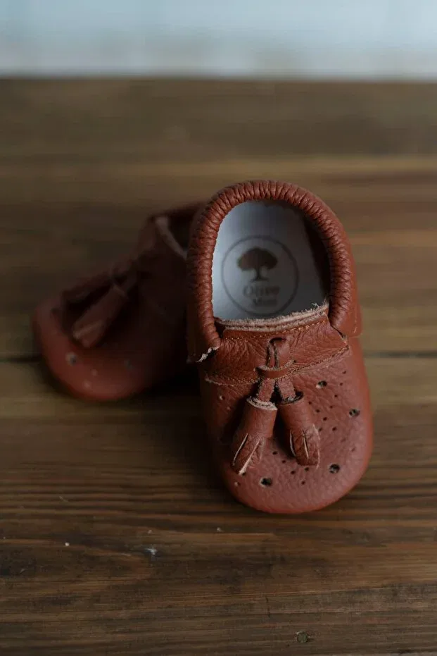 Детские туфли для новорожденных с кисточками Olivo Mini, Brown