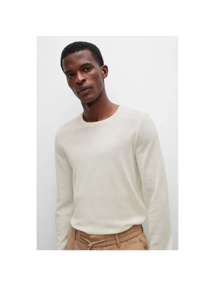 Свитер шерстяной, Slim Fit BOSS, Ivory