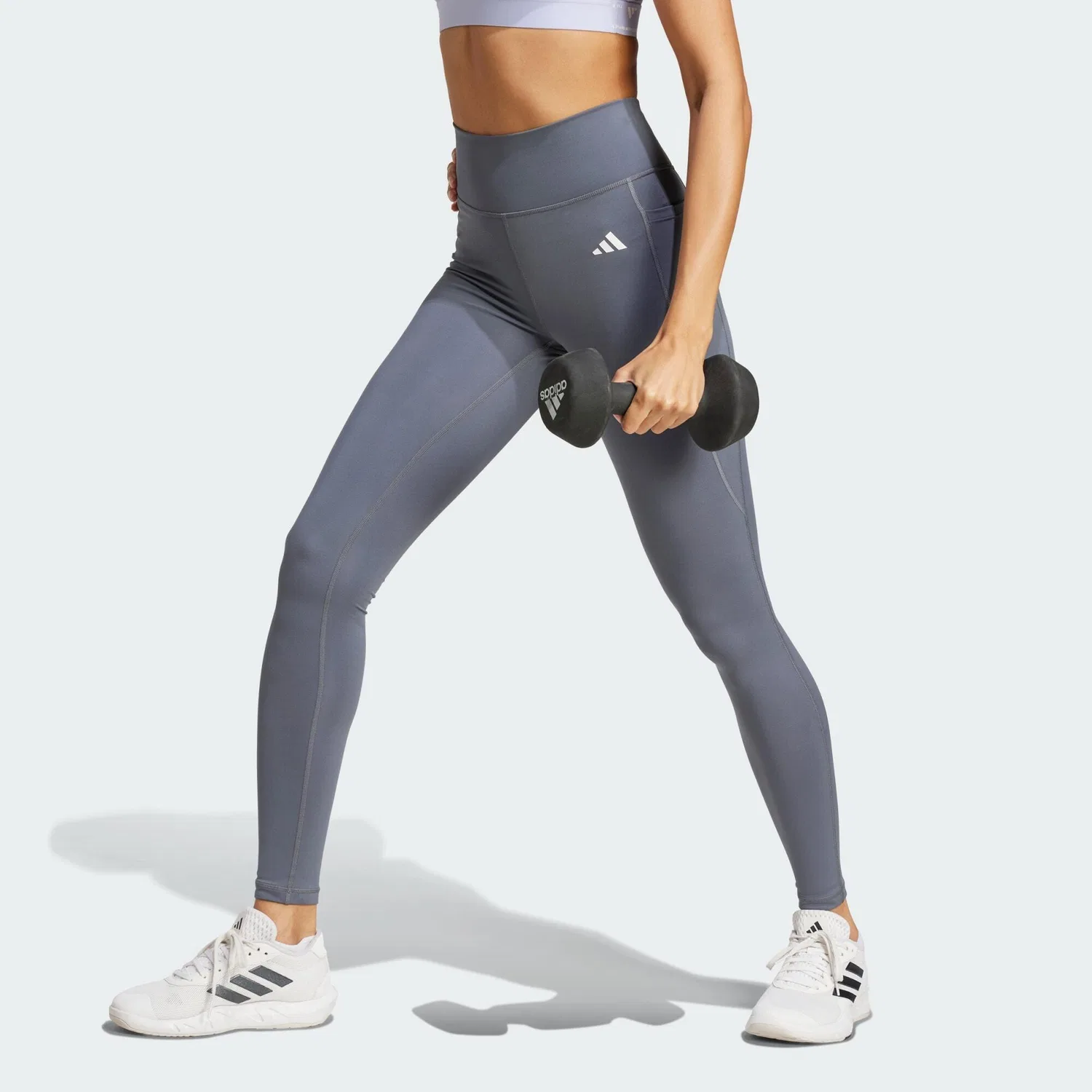 Женские леггинсы для тренировок с карманом Optime Essentials Stash Pocket Leggings, Adidas, Черный Белый