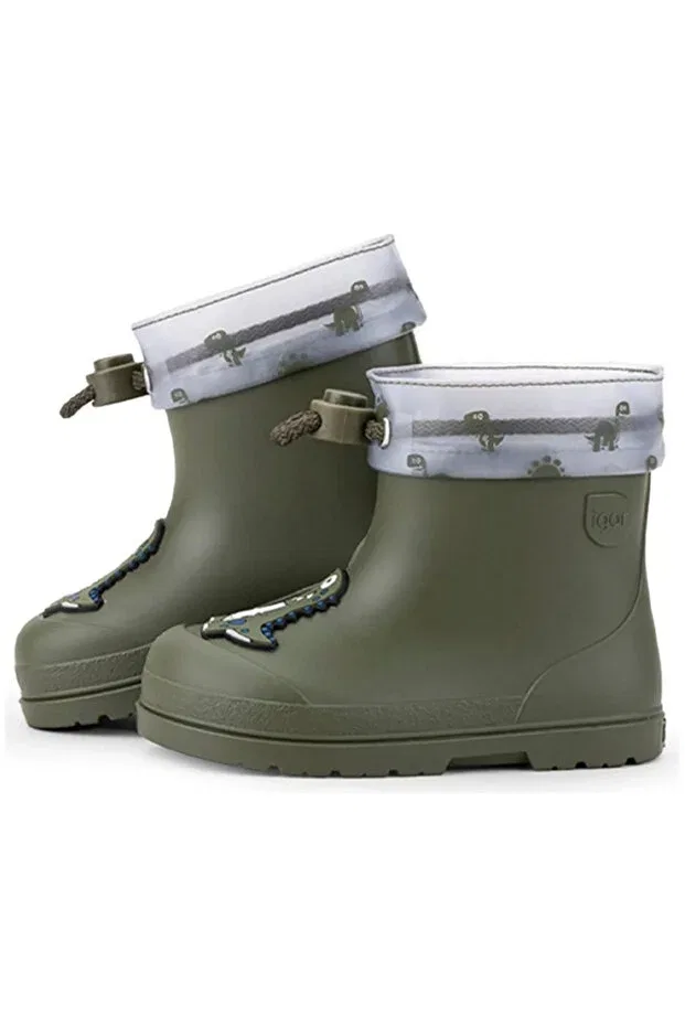 Детские сапоги для девочек с принтом Mendi gato borreguito children's rain boots cc336-042 Igor, Khaki — фото 3