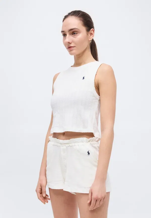 Комплект пижамы хлопковый Tank short - pyjama set Polo Ralph Lauren, Egret, цвет egret — фото 4