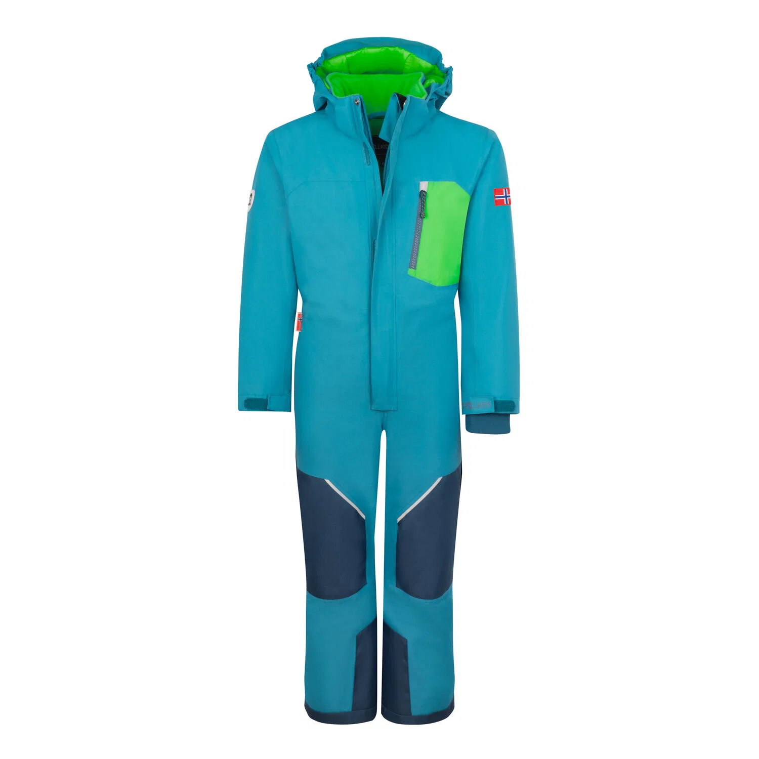 Детский снегозащитный комбинезон Isfjord XT Trollkids, Dark Navy Mystic Blue Fresh Green