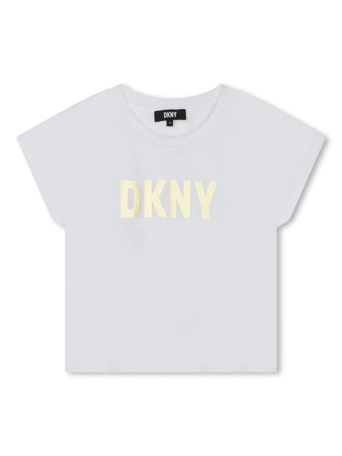 Футболка с металлическим логотипом из органического хлопка DKNY, мел белый