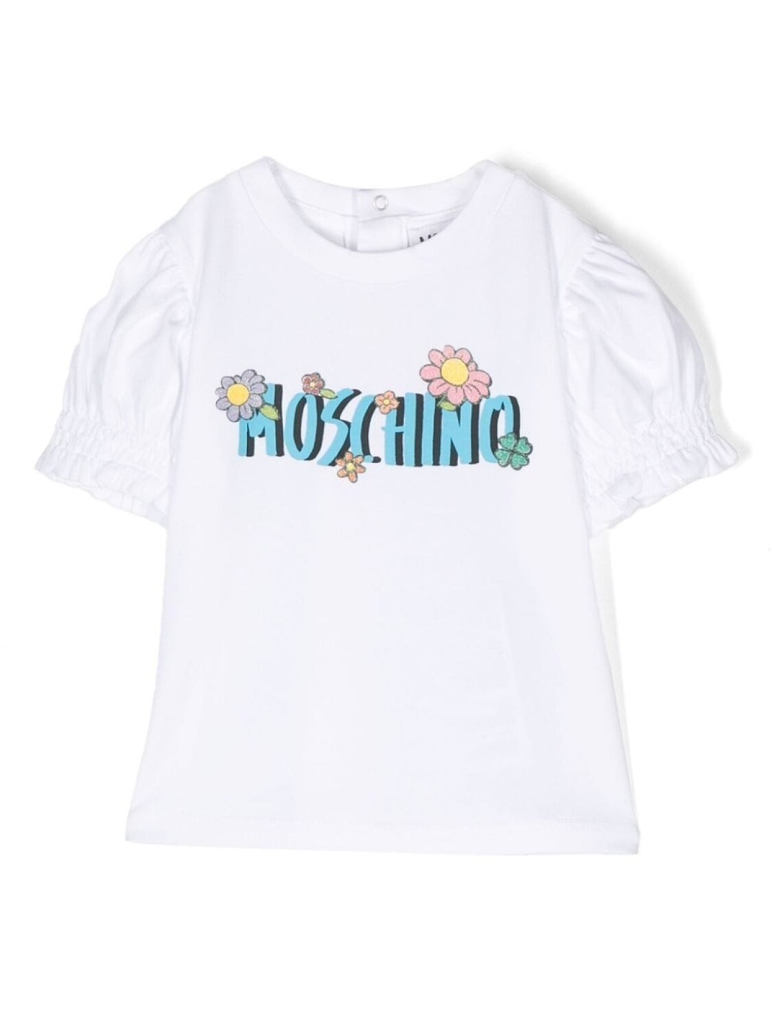 

Moschino Kids футболка с объемными рукавами и цветочным принтом, белый