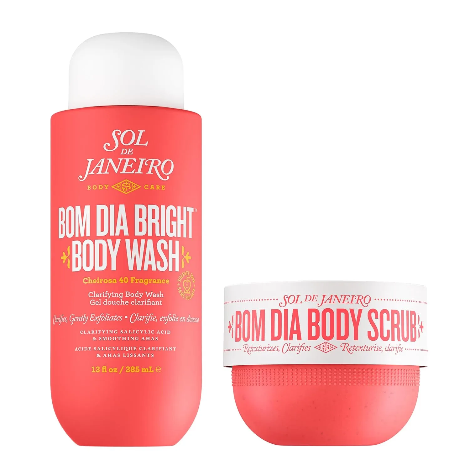 Набор Sol de Janeiro Visibly Brightening and Smoothening Bom Dia AHA Body Scrub and Body Wash Duo, эксклюзивно на Amazon., Black
