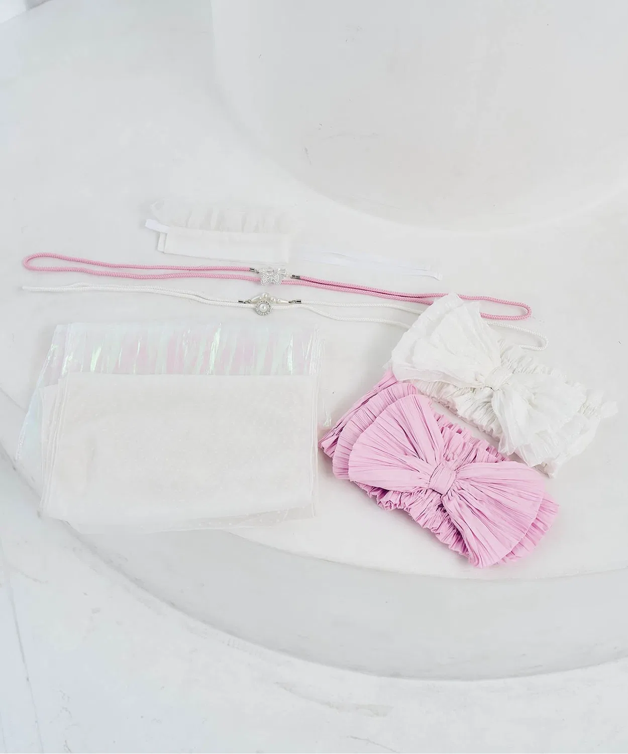 Детский пояс для кимоно с жемчужной лентой, модель Pearl Ribbon, apres les cours, Off White — фото 3