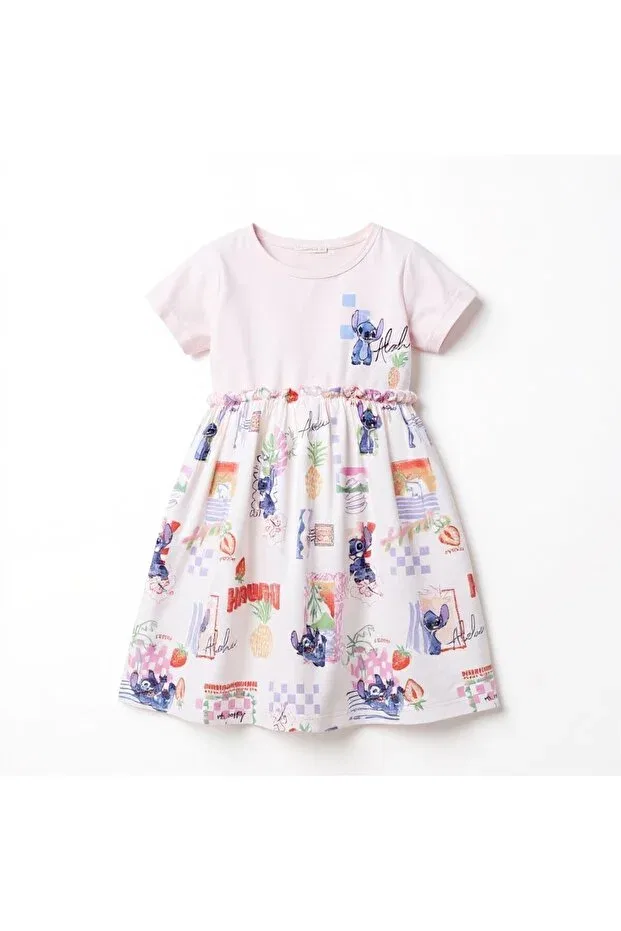 Детское платье для девочек хлопковое Stitch girl's dress Seabubbles, Pink
