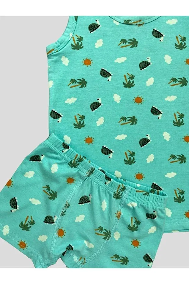 Детский комплект боксеров для мальчиков хлопковый с принтом Turtle Sun Cloud Elmas Kids, Blue — фото 2