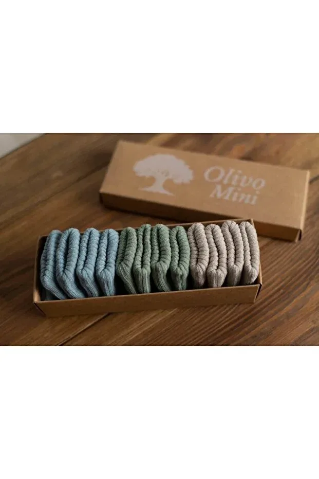 Детские носки для новорожденных из органического бамбука Olivo Mini, Blue-Green-Beige — фото 2