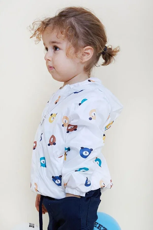 Детская куртка для девочек с принтом Teddy Bear Pattern Breeze, White — фото 2