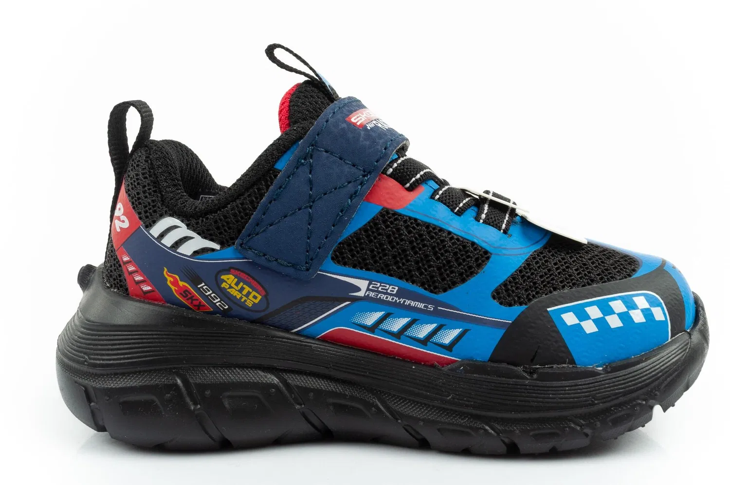 Детские кроссовки для мальчиков с эластичной шнуровкой Skech Tracks Skechers, Schwarz Blau — фото 4