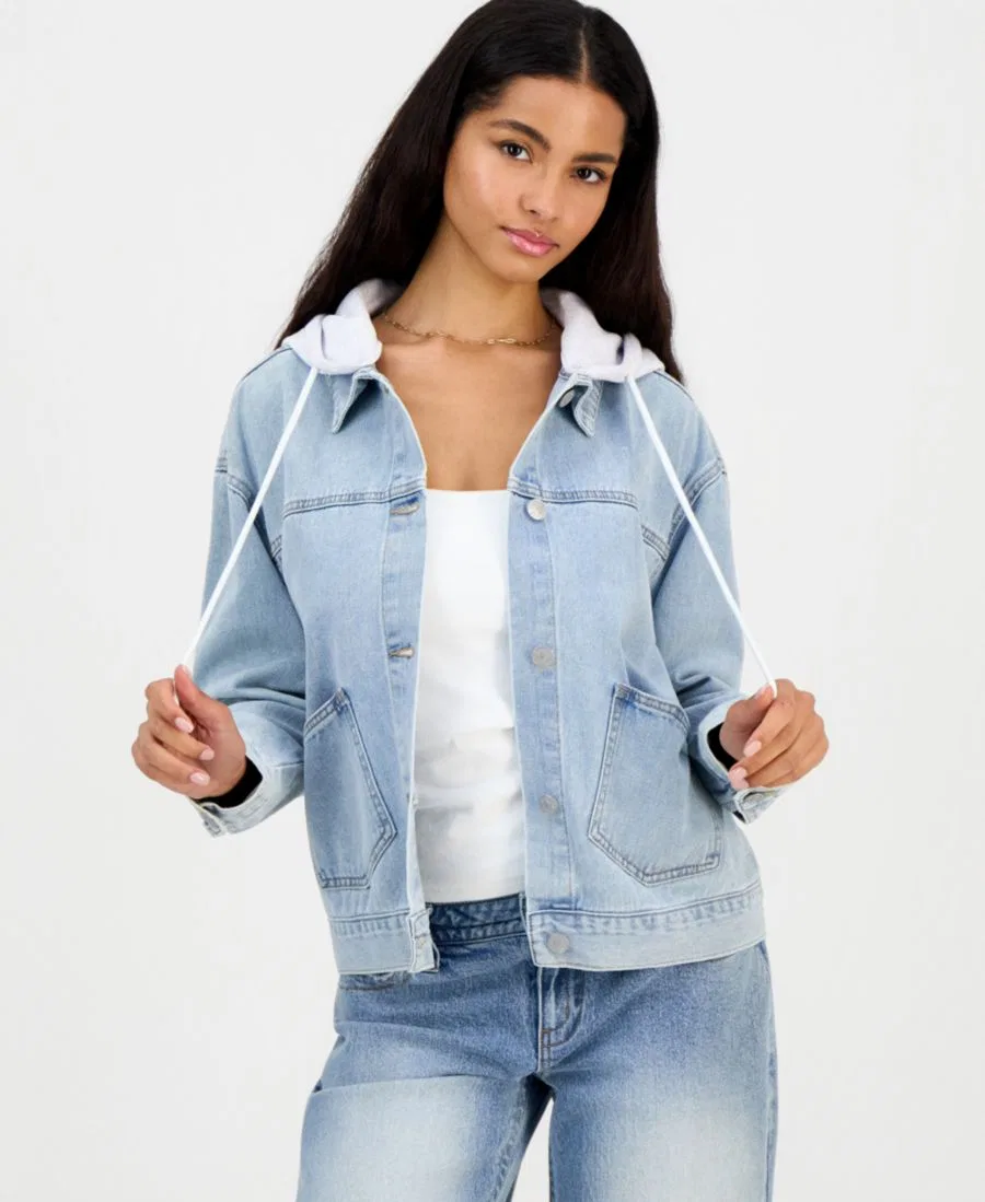 Джинсовая куртка с капюшоном Madden Girl, Lt Wash