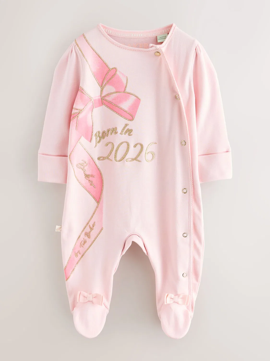 Комбинезон для новорожденных с лентой и надписью Born In 2026 Baker by Ted Baker, розовый