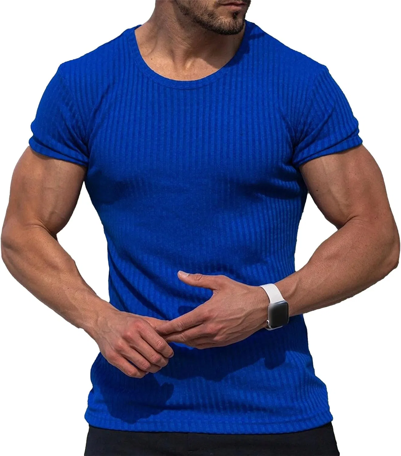 Мужская облегающая футболка для бодибилдинга Athletic, Blue