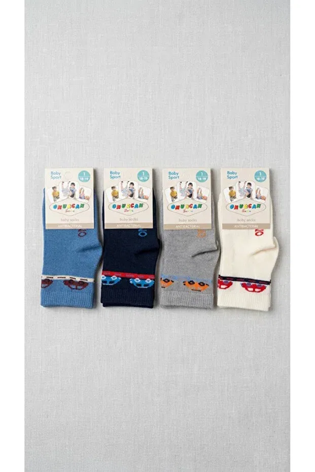 Детские носки для новорожденных с принтом 4-Pack car patterned baby sports socks Taşdelen Avm, Multicolor