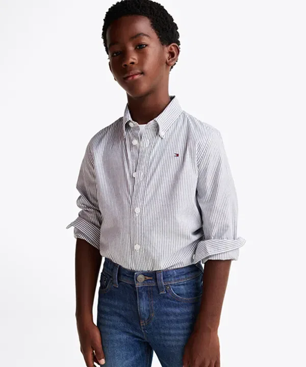 Рубашка поло стрейч, Tommy Hilfiger Kids, синяя