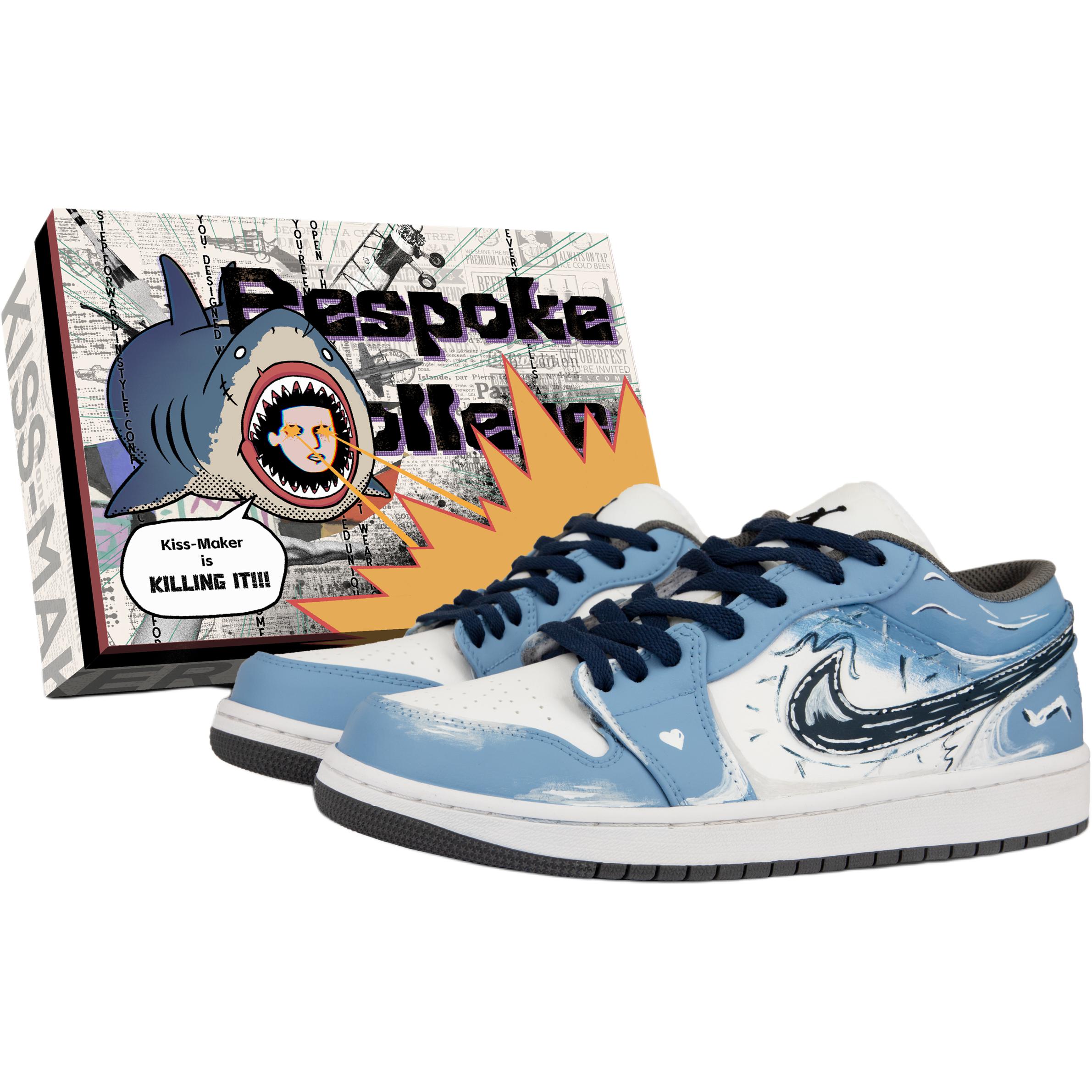 

Jordan Детские баскетбольные кроссовки Air 1 из искусственной кожи с противоскользящим покрытием, низкие, синие, унисекс