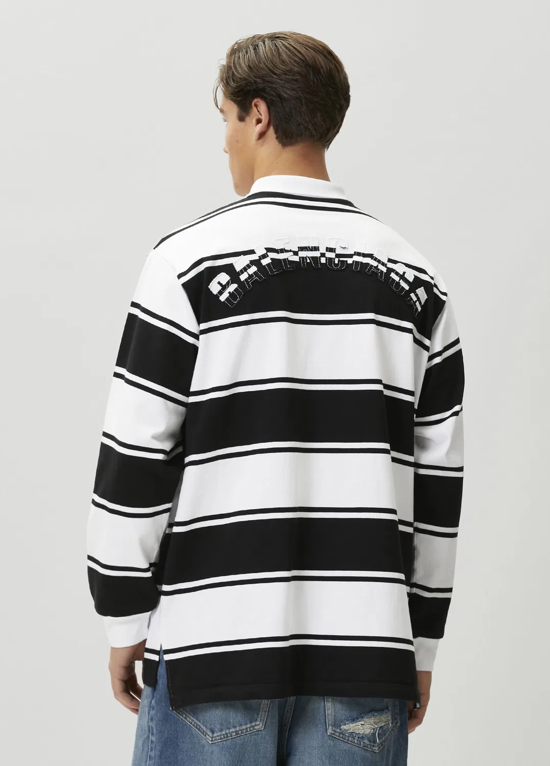 Поло Balenciaga, черно-белый — фото 4