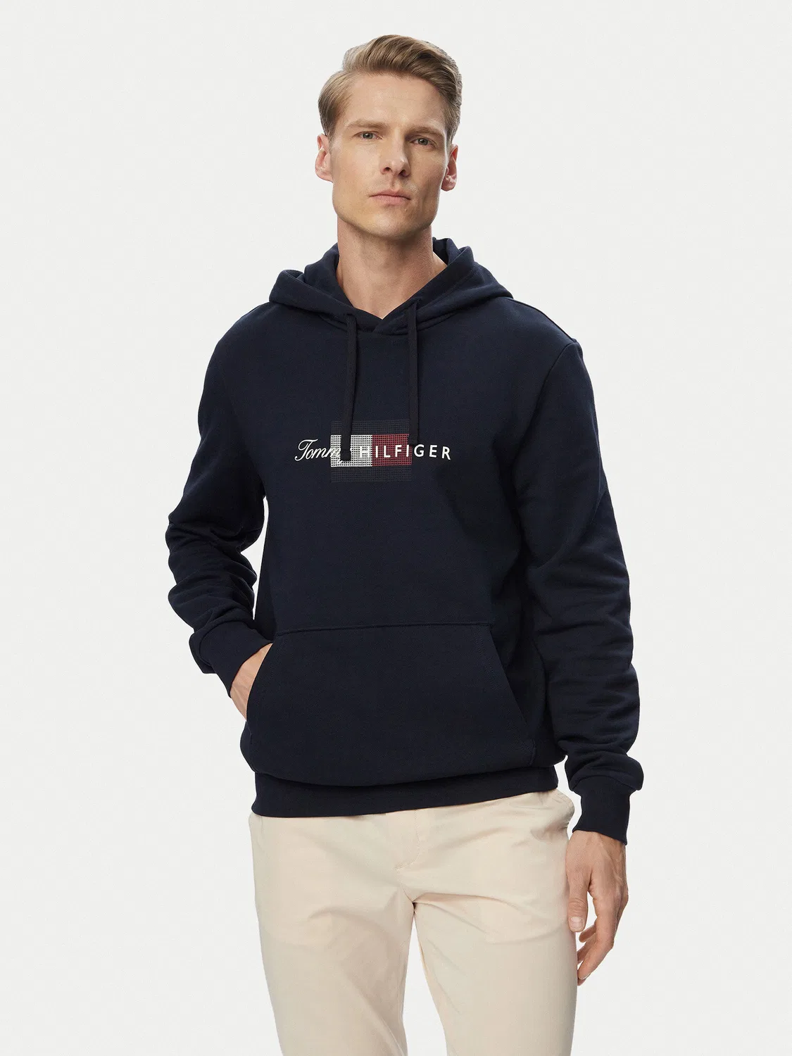 Мужская толстовка стандартного кроя Script Flag Tommy Hilfiger, темно-синий