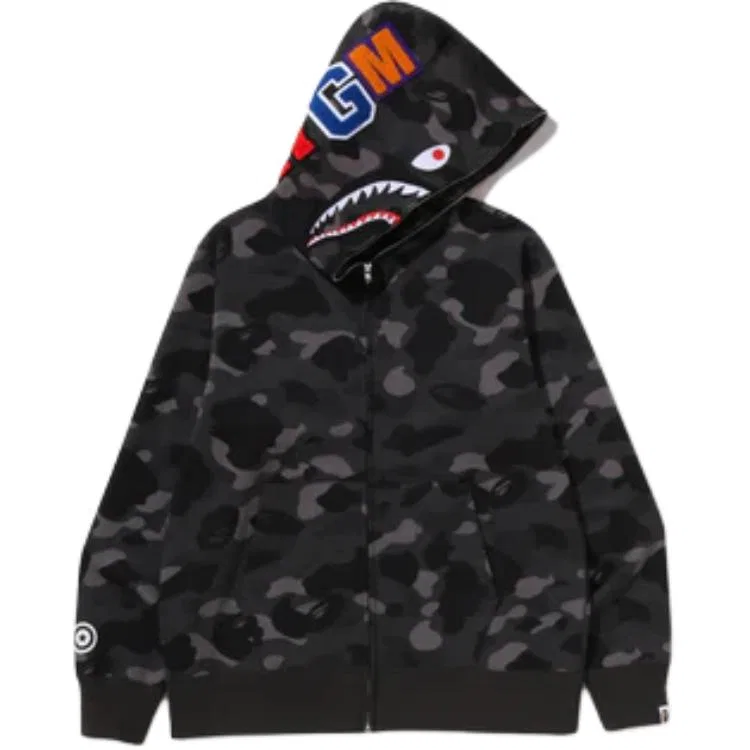 Детская толстовка с принтом, с длинным рукавом, Camo Shark, A BATHING APE, Marine Blue — фото 4