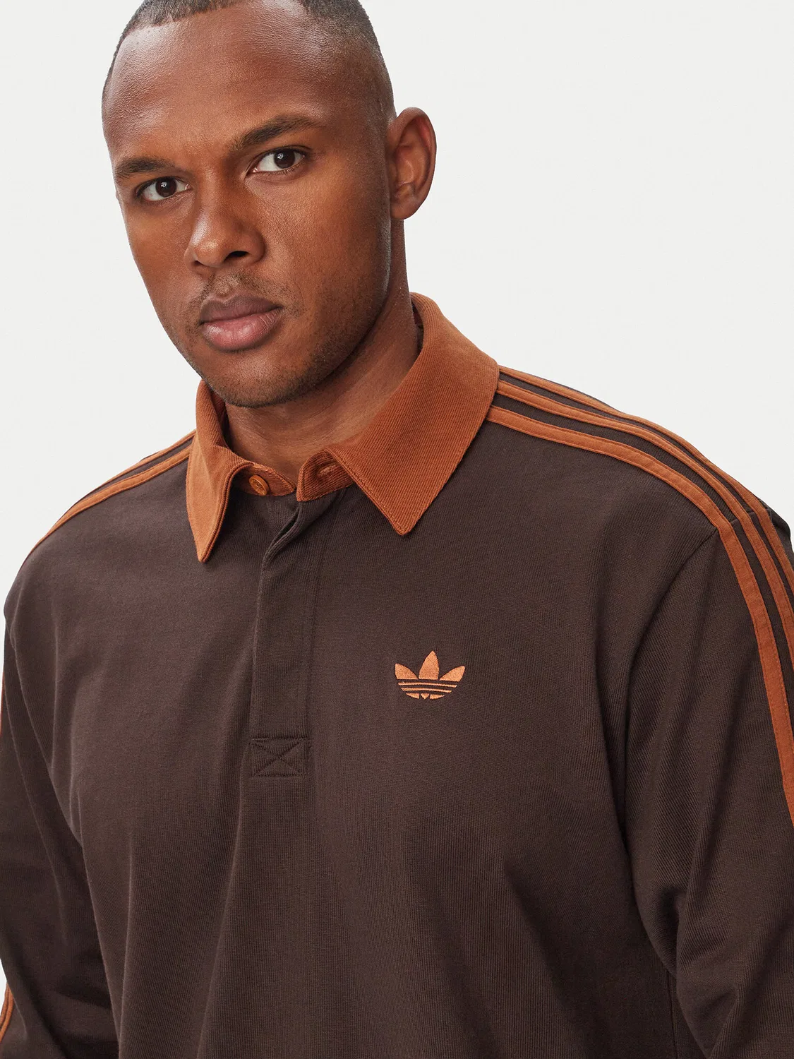 Мужская толстовка стандартного кроя Rugby Longsleeve Polo Adidas, коричневый — фото 4