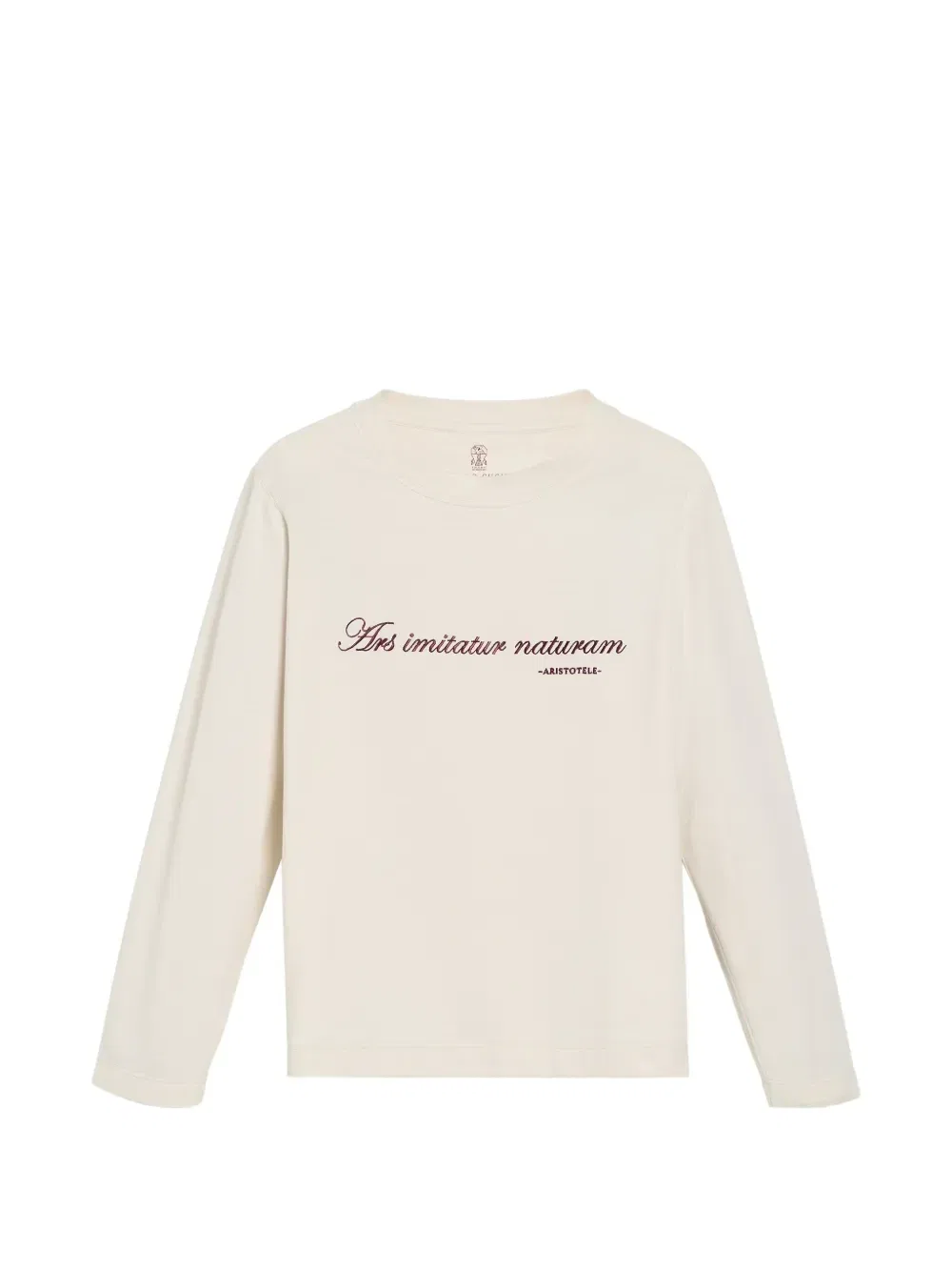 Футболка из джерси с длинными рукавами и вышивкой Brunello Cucinelli Kids, бежевый