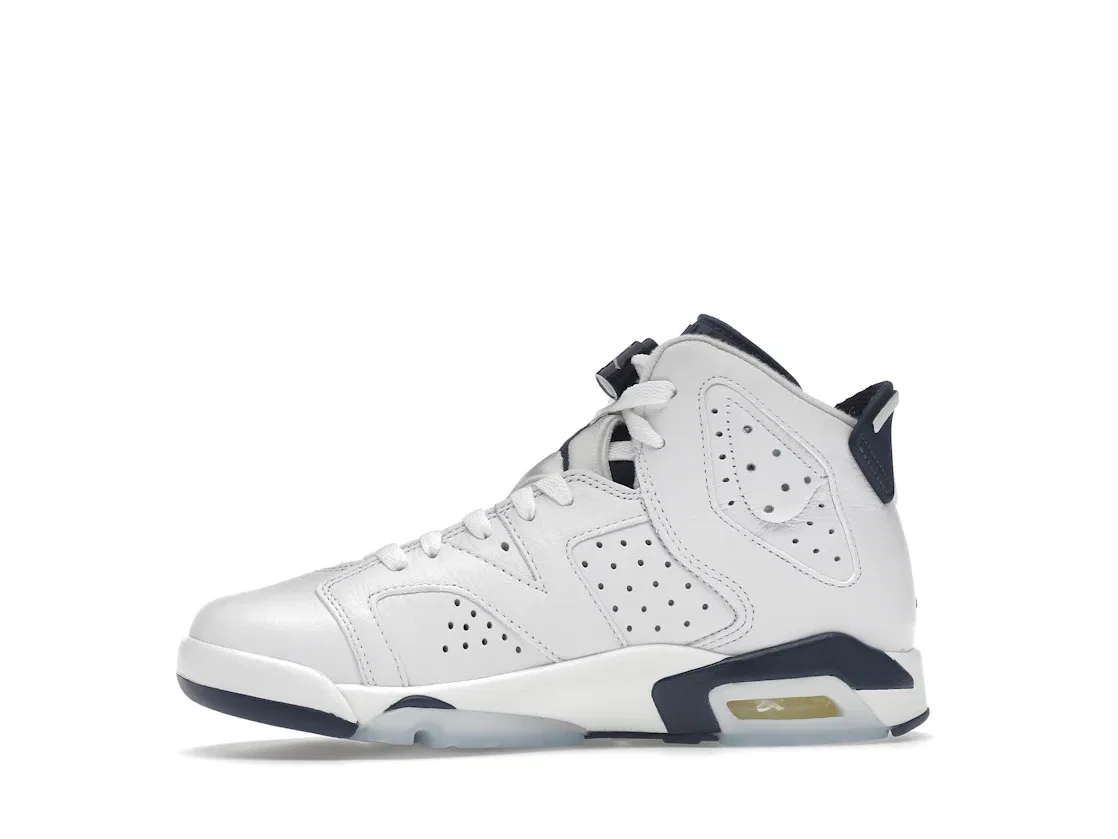 Детские кроссовки высокие с перфорацией Jordan 6 Retro, White/Midnight Navy — фото 3