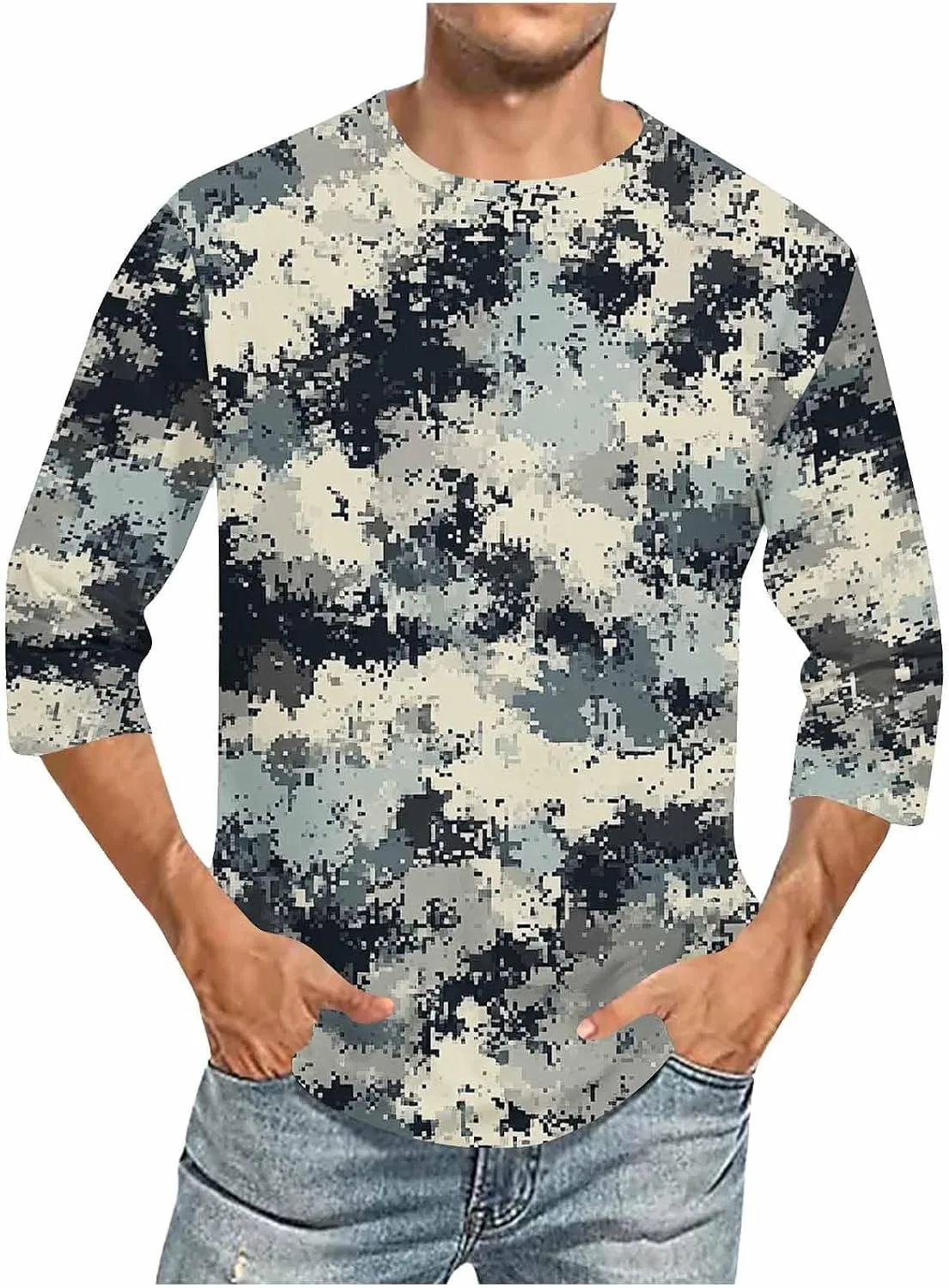 Мужская футболка с 3/4 рукавом Loose Fit, Silver
