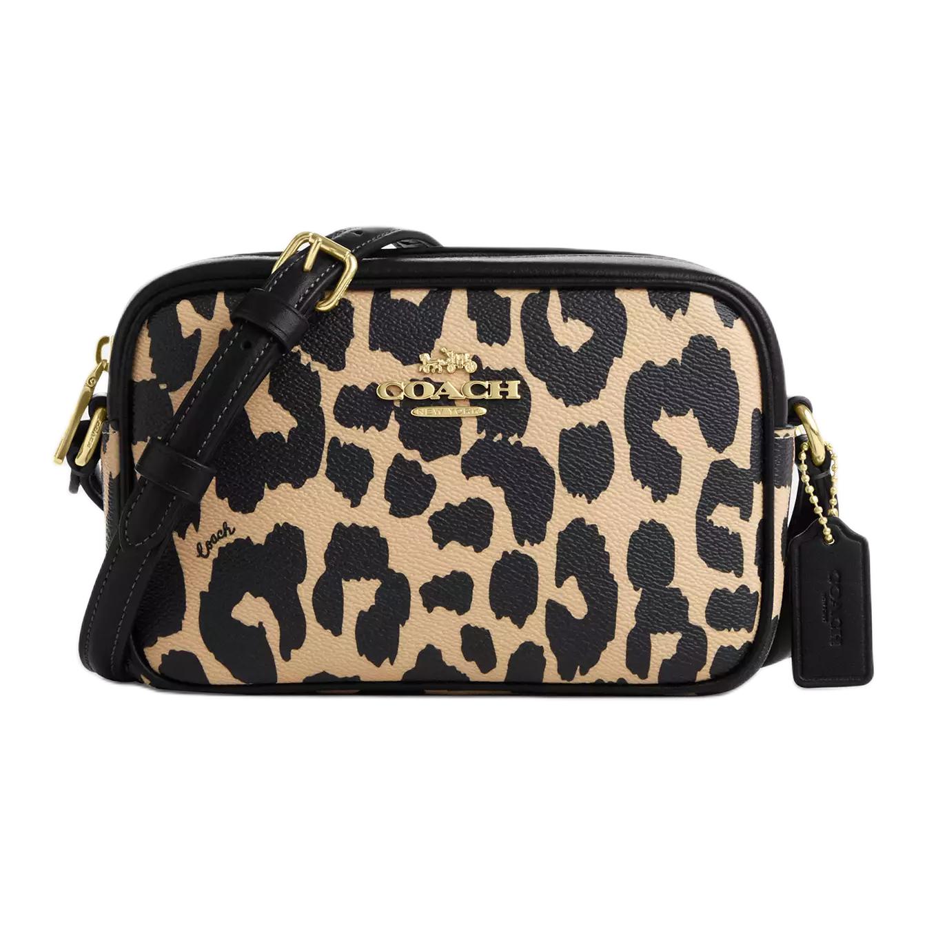 

Jamie Coated Canvas Camera Bag, Сумка через плечо, Мини-сумка на плечо для женщин с леопардовым принтом COACH