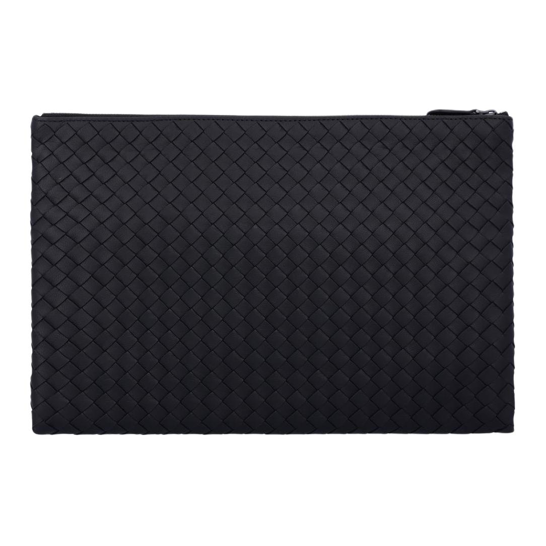 Bottega Veneta Женский клатч из овчины интреччато черный — фото 4