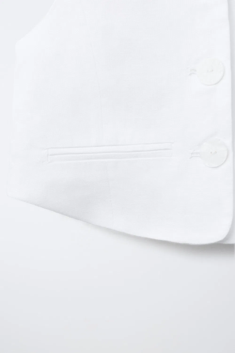 Жилет из 100% льна ZARA, Oyster-White — фото 4
