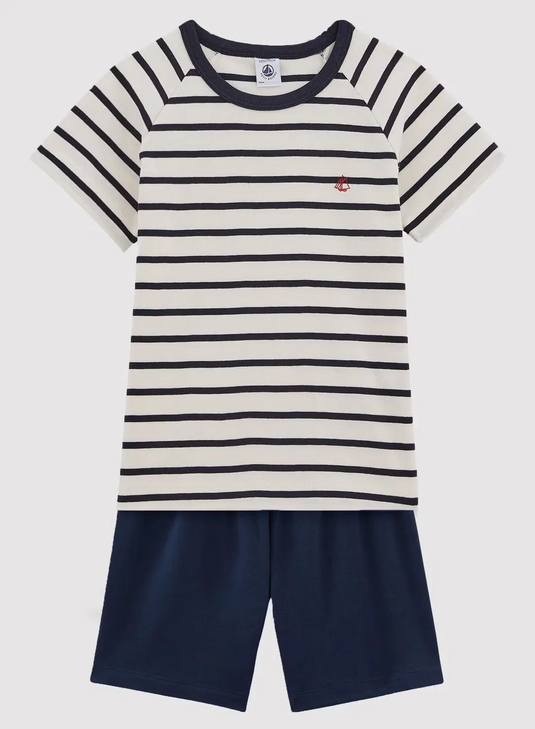 Пижама короткая с полосками Petit Bateau, белый/синий