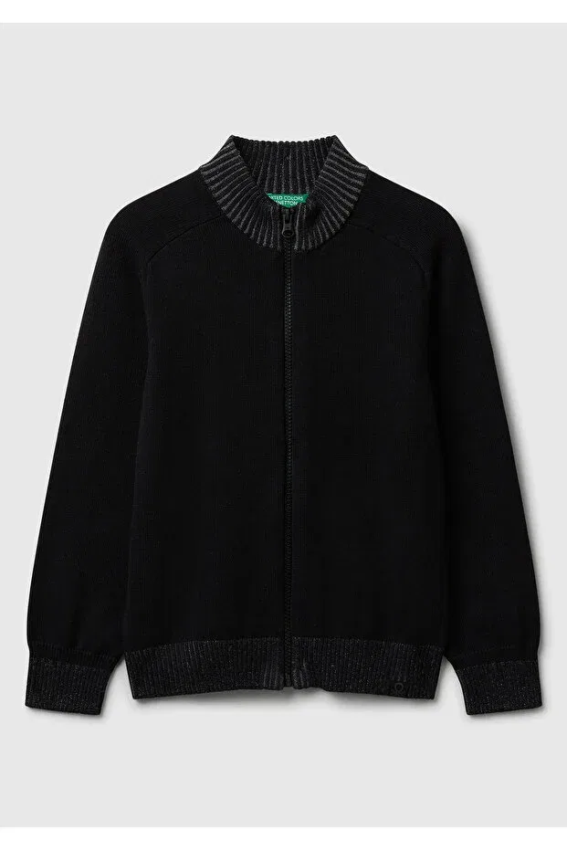 Детский кардиган на молнии с рифленой отделкой United Colors Of Benetton, Black
