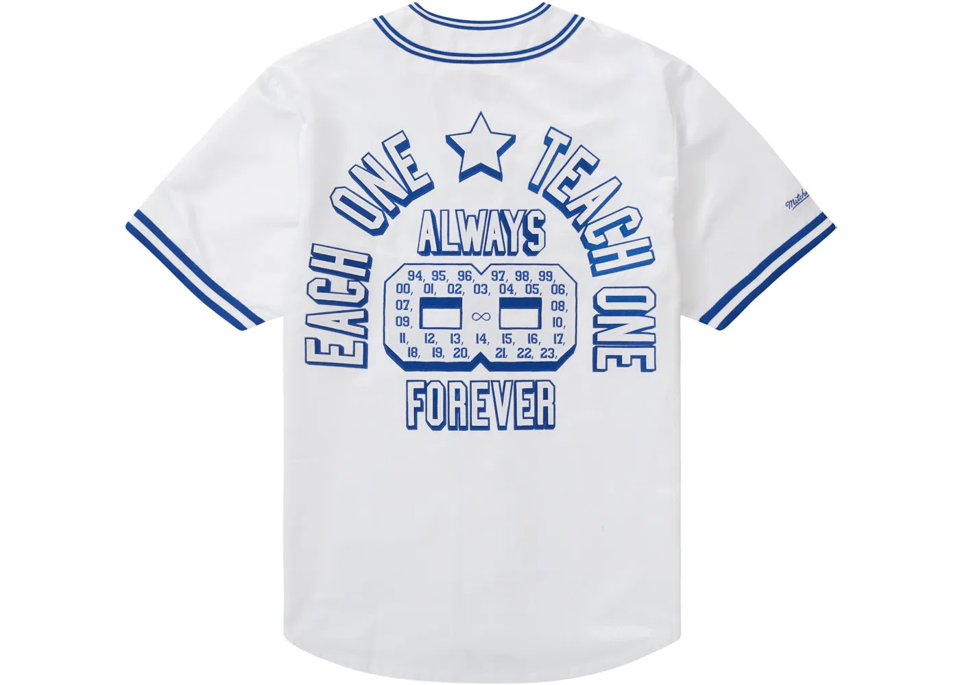 Мужская бейсбольная джерси из сатина Mitchell & Ness Supreme, Белый — фото 2
