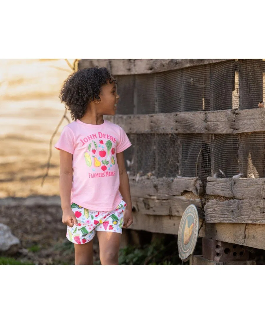 Комплект из футболки и шорт/юбки-шорт John Deere, Light Pink Multi — фото 3